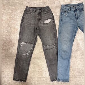 American Eagle Outfitters Gray and Blue Distressed Straight and skinny Leg Jeans